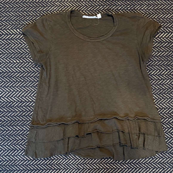 Wilt Olive Short Sleeve Ruffle Hem Top - Picture 1 of 5